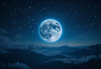 Moon view with stars