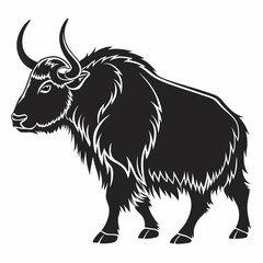 Yak black silhouette icon vector