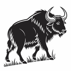 Yak black silhouette icon vector