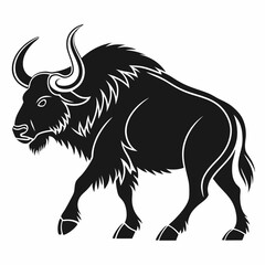 Yak black silhouette icon vector