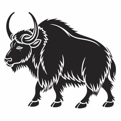 Yak black silhouette icon vector