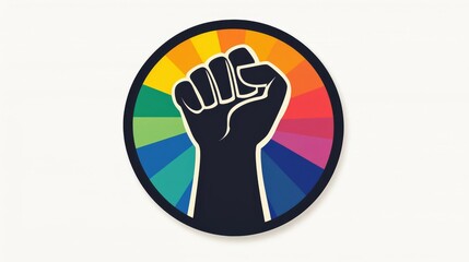 Obraz premium Empowerment symbol illustrating strength and unity through a raised fist in vibrant colors.
