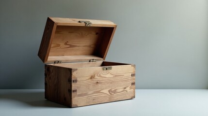 A rustic wooden chest, slightly ajar, reveals its empty interior, hinting at untold stories and potential; a simple yet evocative image.