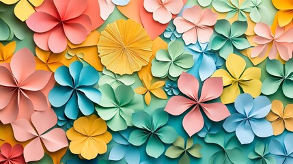 Naklejka premium Colorful Multicolor Flower Pattern Embossed Paper Full Frame Background Design