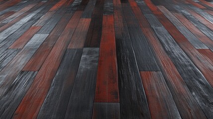 Obraz premium Rustic Wooden Floor Texture: Dark and Red Hues
