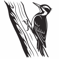 Woodpecker black silhouette icon vector
