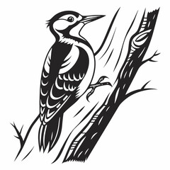 Woodpecker black silhouette icon vector