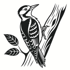 Woodpecker black silhouette icon vector