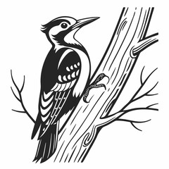 Woodpecker black silhouette icon vector