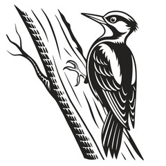 Woodpecker black silhouette icon vector