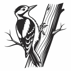 Woodpecker black silhouette icon vector