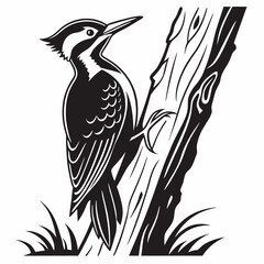 Woodpecker black silhouette icon vector