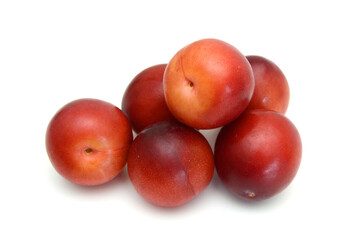Red plum fruit isolated on white background