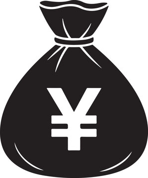 recommend clip art: Silhouette of bag Japanese yen Currency Vector  icon  yen