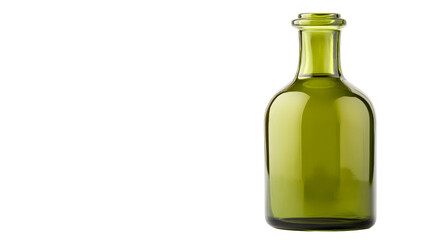 Green glass bottle with a simple design on a transparent background