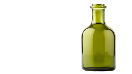 Green glass bottle with a simple design on a transparent background