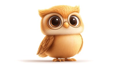 Obraz premium An isolated cartoon vector of a cute owl wearing glasses.