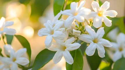 Fototapeta premium Exquisite Jasmine Flowers - A Captivating Image Capturing the Beauty of Jasmine Blossoms