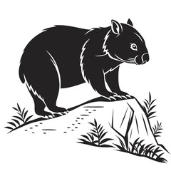 wombat black silhouette icon vector