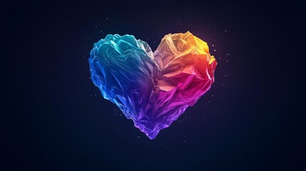 Fototapeta premium A vibrant heart shape made of colorful geometric patterns representing love and creativity.