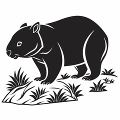 wombat black silhouette icon vector