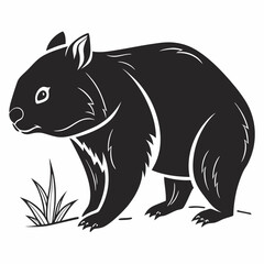 wombat black silhouette icon vector