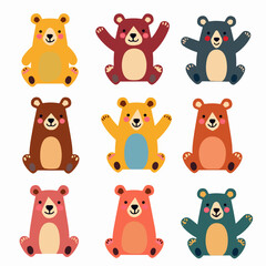 Cartoon set Bear Set Illustration on a white background, bear set icon	