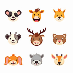 Cute wild animals cartoon vector illustration. Baby shower woodland animals illustration.	