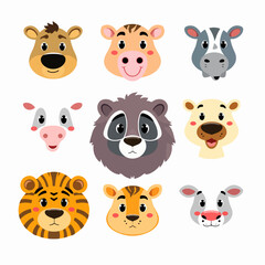 Cute wild animals cartoon vector illustration. Baby shower woodland animals illustration.	