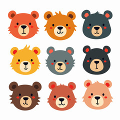 Teddy bear SET Vector illustration of a cartoon, Set teddy bear on a rainbow	