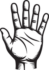 Obraz premium Hand drawn Vector Black Raised hand Illustration
