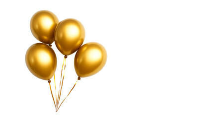 Gold balloons floating with transparent background for celebrations
