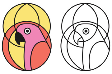 Minimalist Flamingo with Geometric Details and Outline