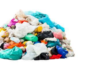 Pile of mixed waste materials in urban environment for disposal