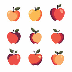 Cartoon apple Set Illustration on a white background, apple set icon	