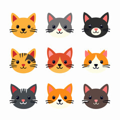 Cats Set Illustration on a white background, cat set icon	