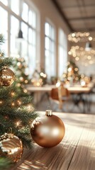 Festive decorations and warm ambiance enhance dining experience during the holiday season