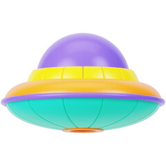 Fototapeta premium Groovy UFO 3D Icon Illustration 
