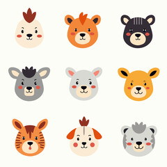 Cute wild animals cartoon vector illustration. Baby shower woodland animals illustration.	