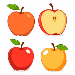 Apple vector logo isolated on white background, apple set flat vector illustration.
