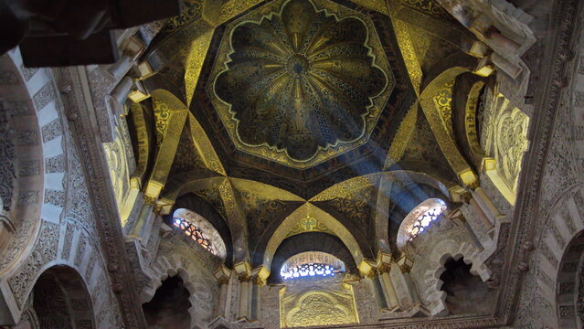 Dome on the ceiling of the Mosque-Cathedral of Cordoba, in the historic center of Cordoba, Spain