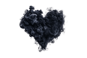 Black smokey heart shape on transparent background for digital designs
