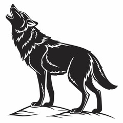 Wolf black silhouette icon vector