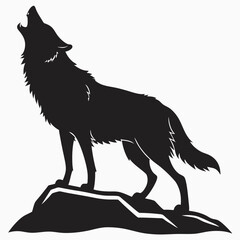 Wolf black silhouette icon vector