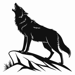 Wolf black silhouette icon vector
