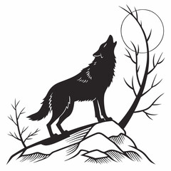 Wolf black silhouette icon vector