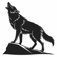 Wolf black silhouette icon vector