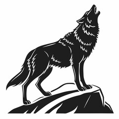 Wolf black silhouette icon vector