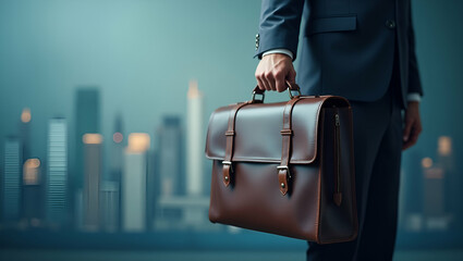 Business Investment Persona: Double Exposure with Stock Chart & Briefcase