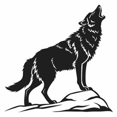 Wolf black silhouette icon vector